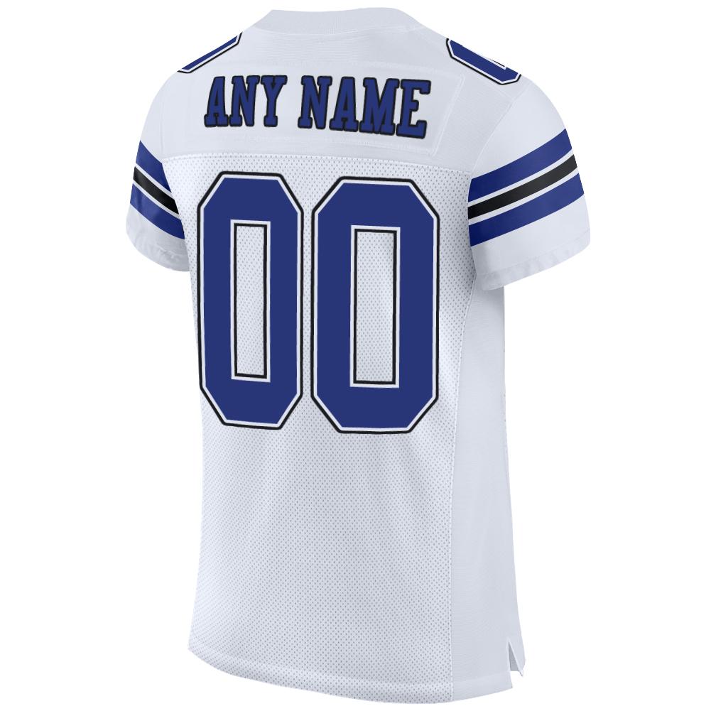 Custom White Royal-Black Mesh Authentic Football Jersey - Image 3