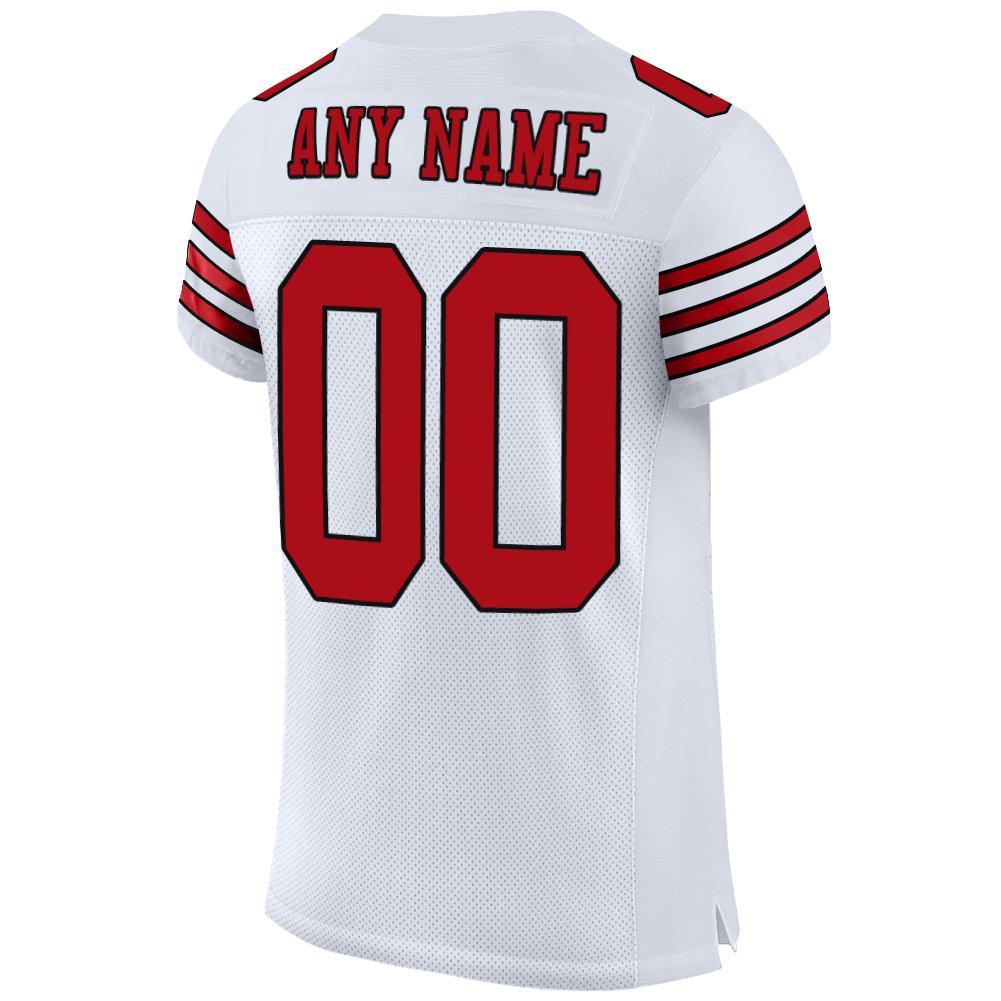Custom White Red-Black Mesh Authentic Football Jersey - Image 4