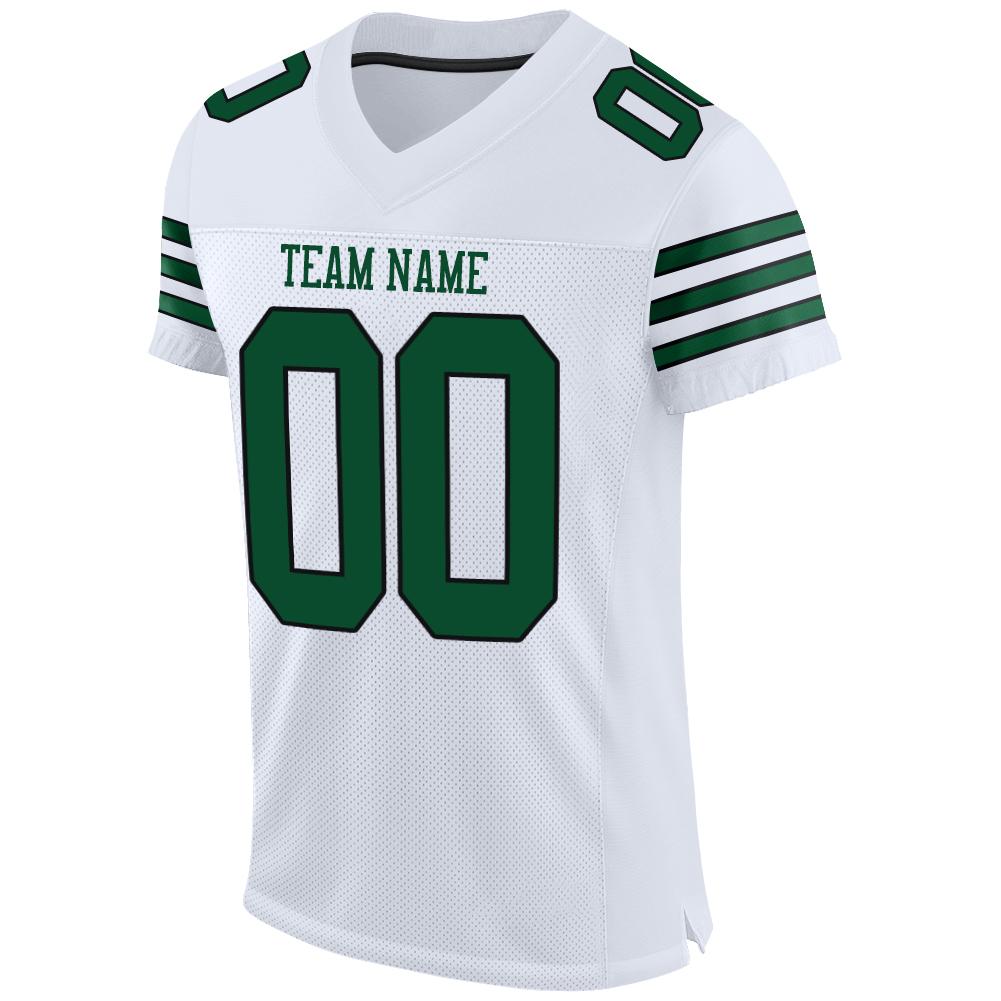 Custom White Grass Green-Black Mesh Authentic Football Jersey - Image 3