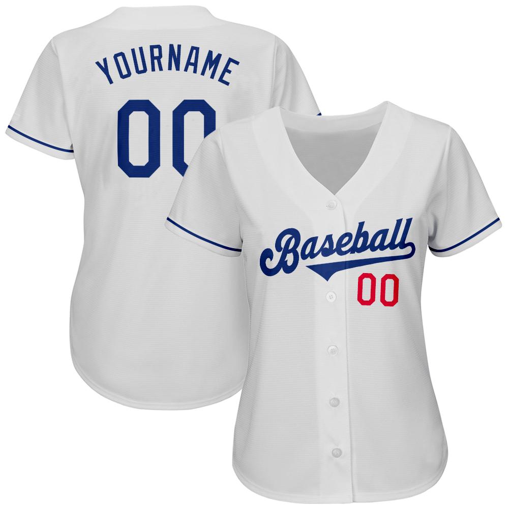 Custom White Royal-Red Authentic Baseball Jersey - Image 2