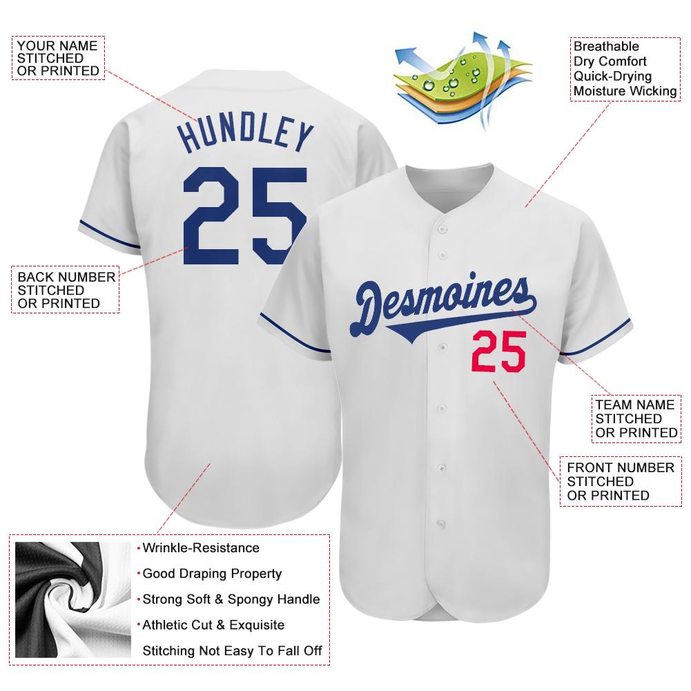 Custom White Royal-Red Authentic Baseball Jersey - Image 3